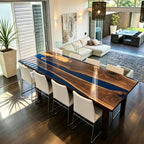 10ft exotic black walnut teal blue epoxy river table dining table for 10 seats
