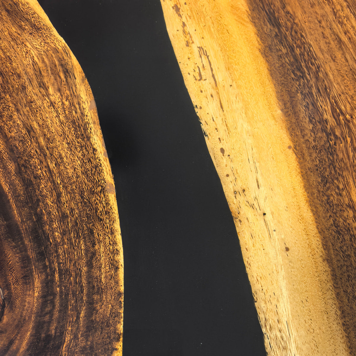 Custom made black epoxy river solid natural wood dining table for 8 seats