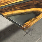 112 inch clear grey resin river wood dining table for 10 people - MOOKA FURNITURE