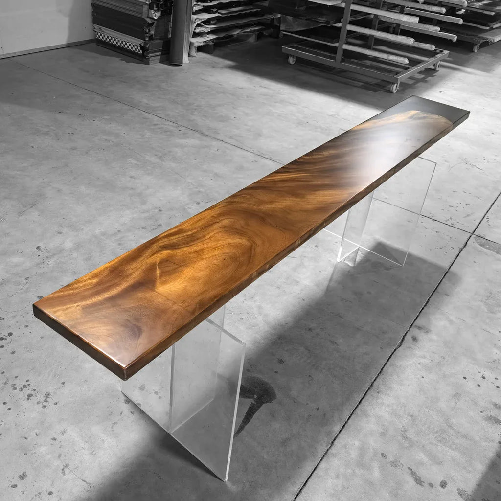 Unique stylish organic natural wood table 10ft dining table with bench for 10-12 people - MOOKA FURNITURE