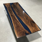 10ft exotic black walnut teal blue epoxy river table dining table for 10 seats