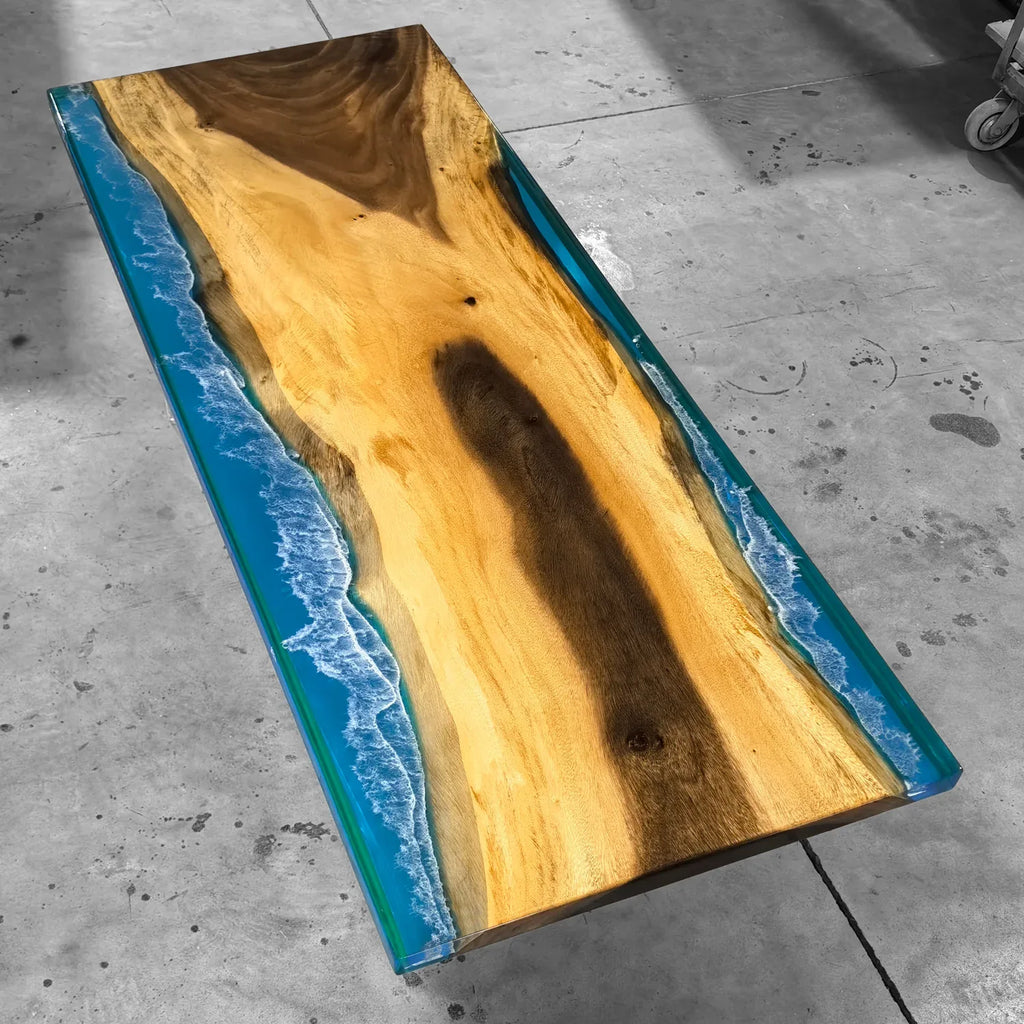 Ocean wave handcrafed river table wood resin dining table for 6-8 people - MOOKA FURNITURE