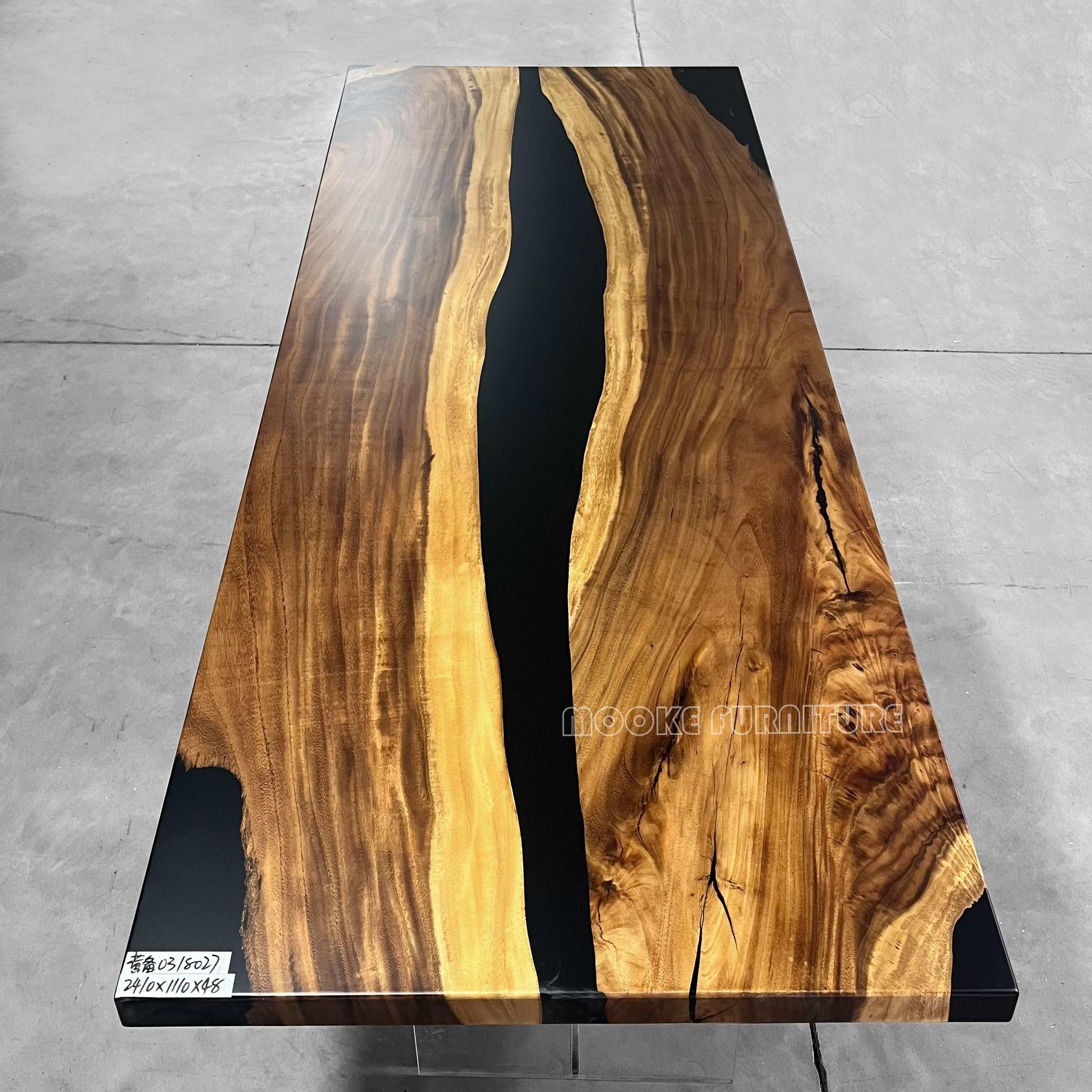 Unique black epoxy river table natural wood dining table for 10 people - MOOKA FURNITURE