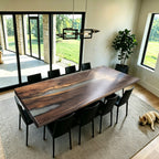 120 inch black walnut grey resin river table large dining table 10-12 seats