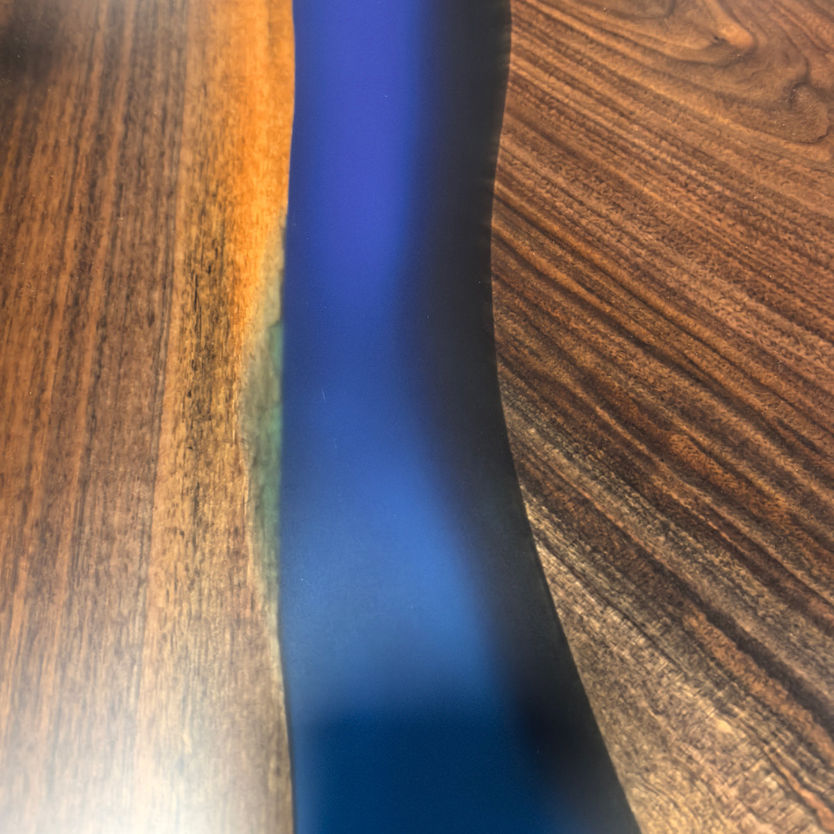 Luxury exotic black walnut slab with blue epoxy dining table for 8-10 people