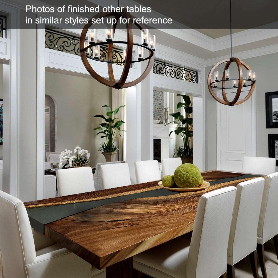 Natural Wood and epoxy dining river table for 6-8 people - MOOKA FURNITURE