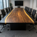Massive Boardroom table in 12 ft for 14 people solid wood river epoxy conference table custom made - MOOKA FURNITURE