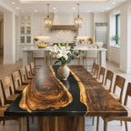 12ft Long river table for 12-14 people big dining room custom made wood bespoke table - MOOKA FURNITURE