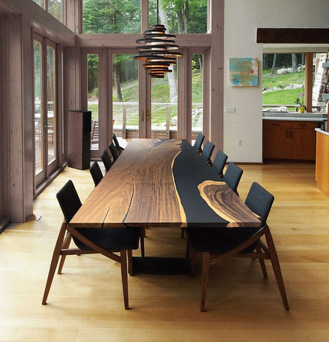 Luxury big size river table natural wood live edge dining table - MOOKAFURNITURE