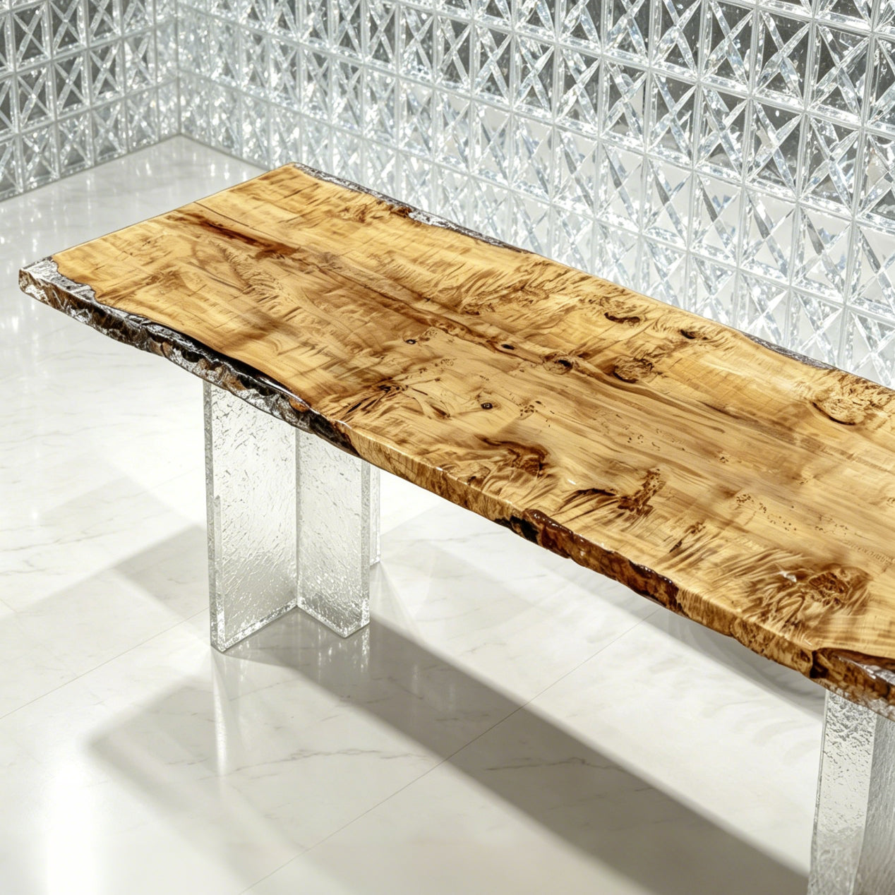 One piece wood dining table made of Poplar tumors with clear epoxy live edge table