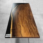 One-of-a-Kind two tone solid wood epoxy dining table for 8 people - MOOKA FURNITURE