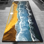 Personalized large river table stunning epoxy resin dining table top ocean wave themed wooden centerpiece table for 10-12 people - MOOKA FURNITURE