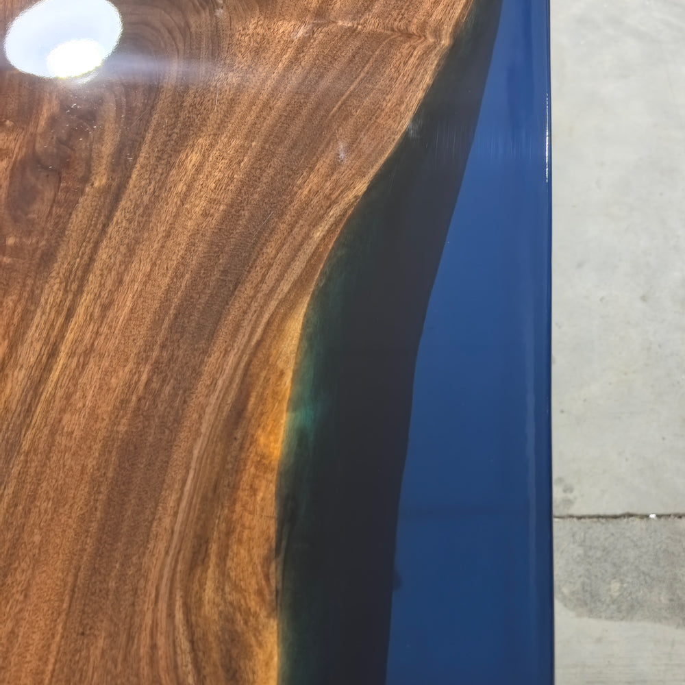 10ft exotic black walnut teal blue epoxy river table dining table for 10 seats