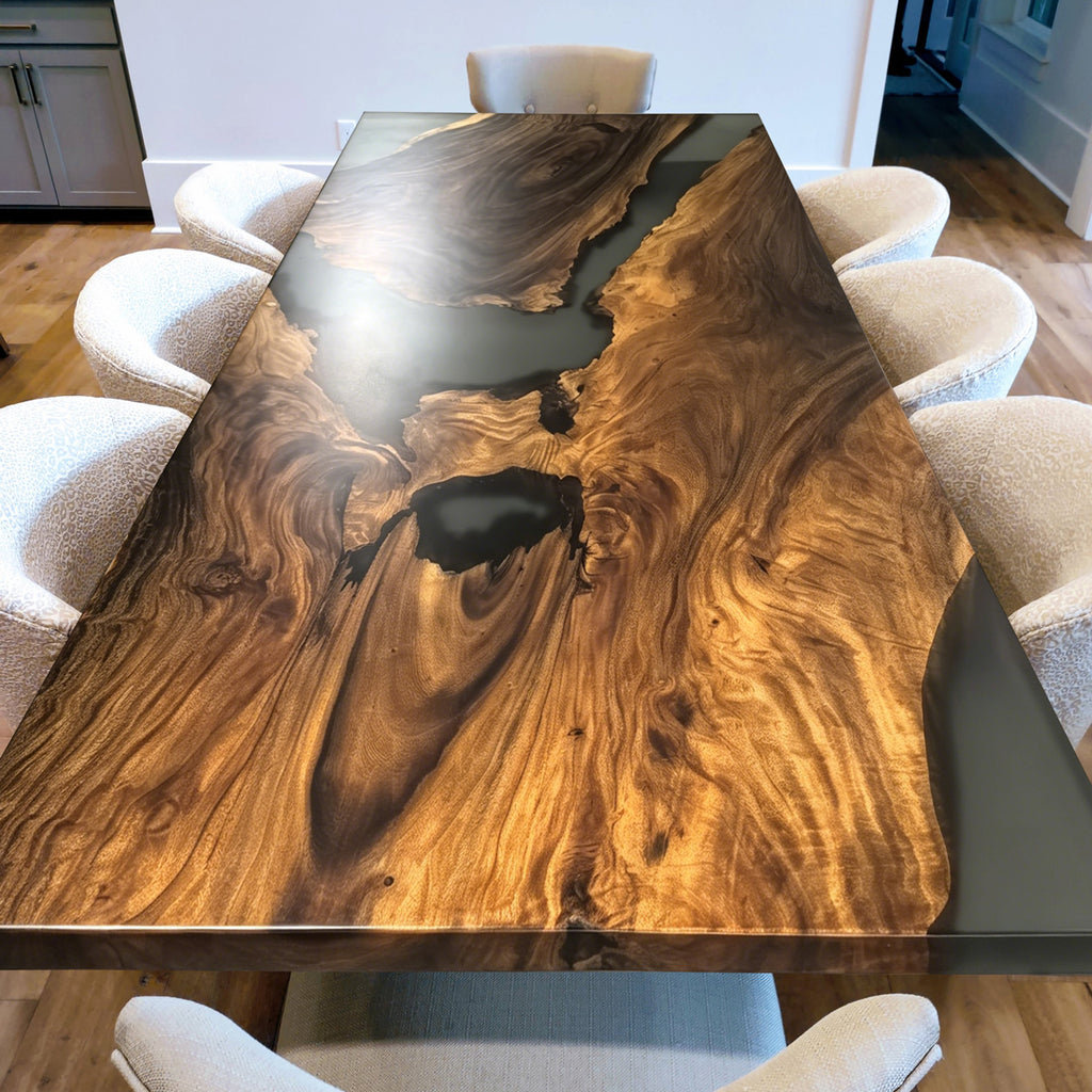 Luxury upscale one piece exotic wood dining table for 8-10 people