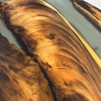 112 inch clear grey resin river wood dining table for 10 people - MOOKA FURNITURE