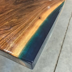 10ft exotic black walnut teal blue epoxy river table dining table for 10 seats