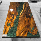 Forest green resin natural wood unique luxury 6-8 people dining table - MOOKA FURNITURE