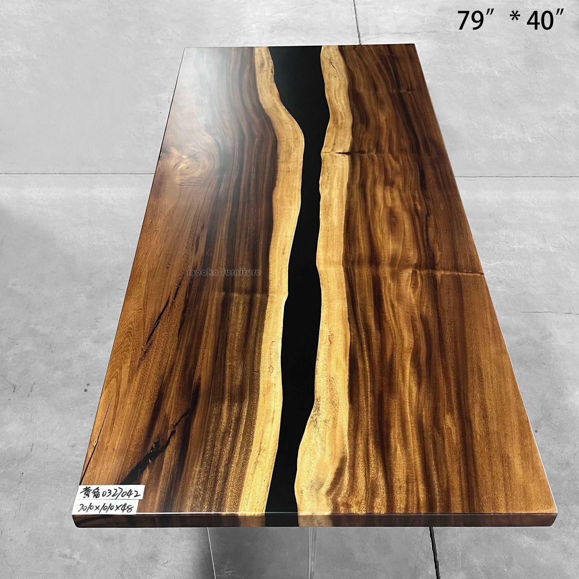 Walnut wood black resin river dining table