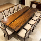 10ft organic live edge brown wood dining table for 10-12 people