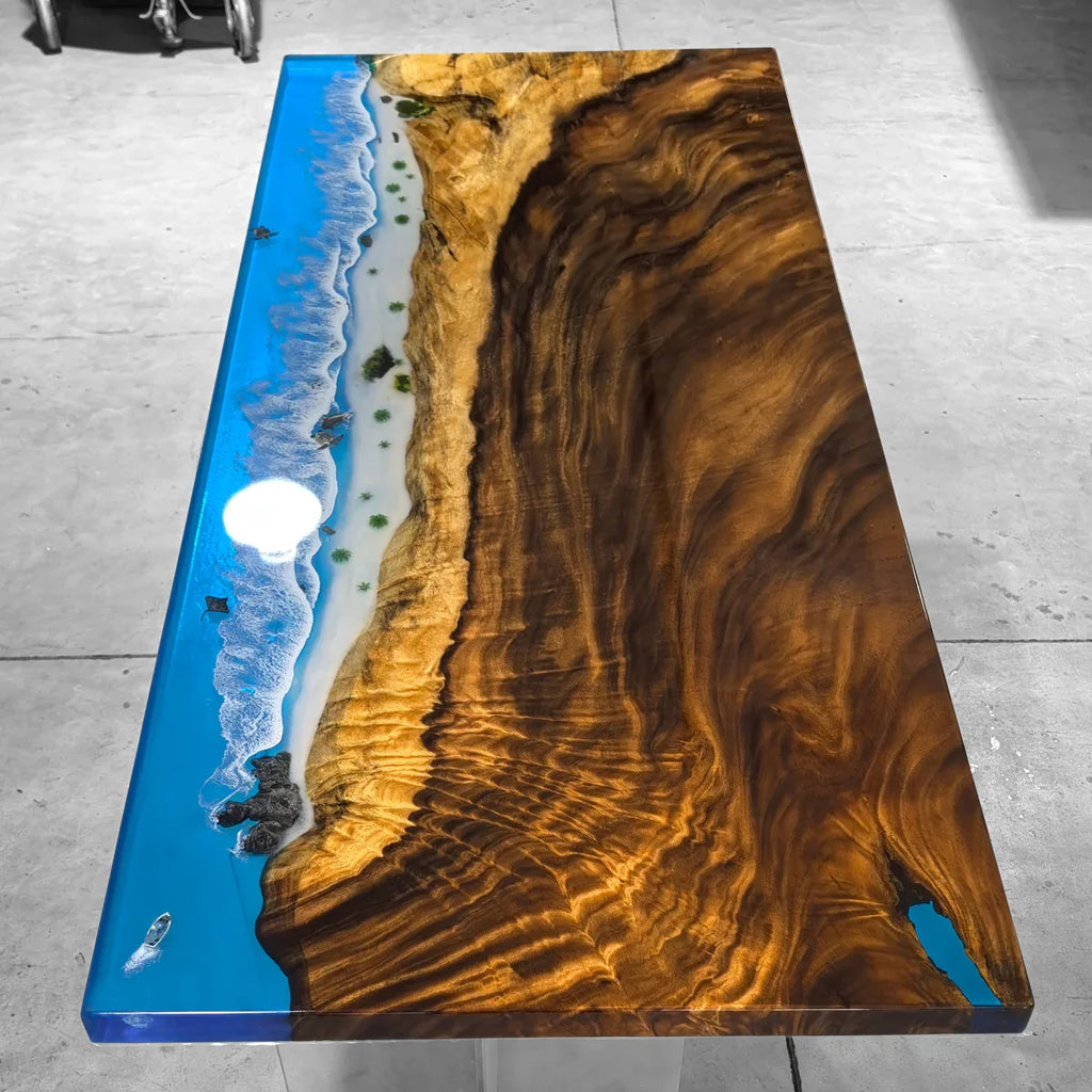 Handmade seawave costal style river table dining table for 8 people - MOOKA FURNITURE