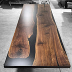 12feet large scale size dining table for 12 people dark walnut black epoxy river table - MOOKA FURNITURE