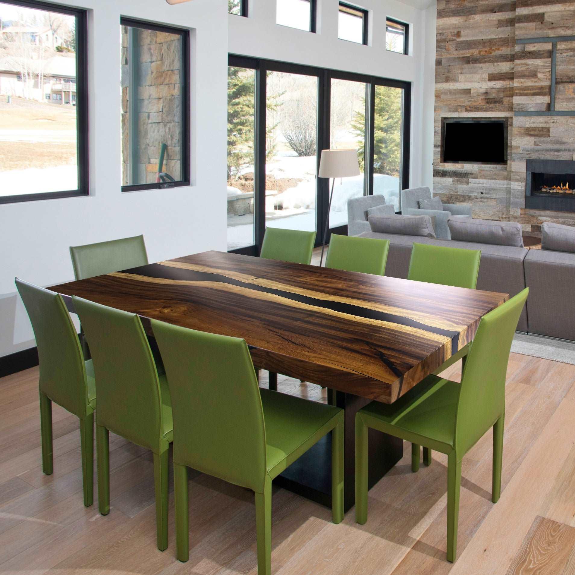 Artistry classitic wood epoxy river table for 8 people - MOOKA FURNITURE