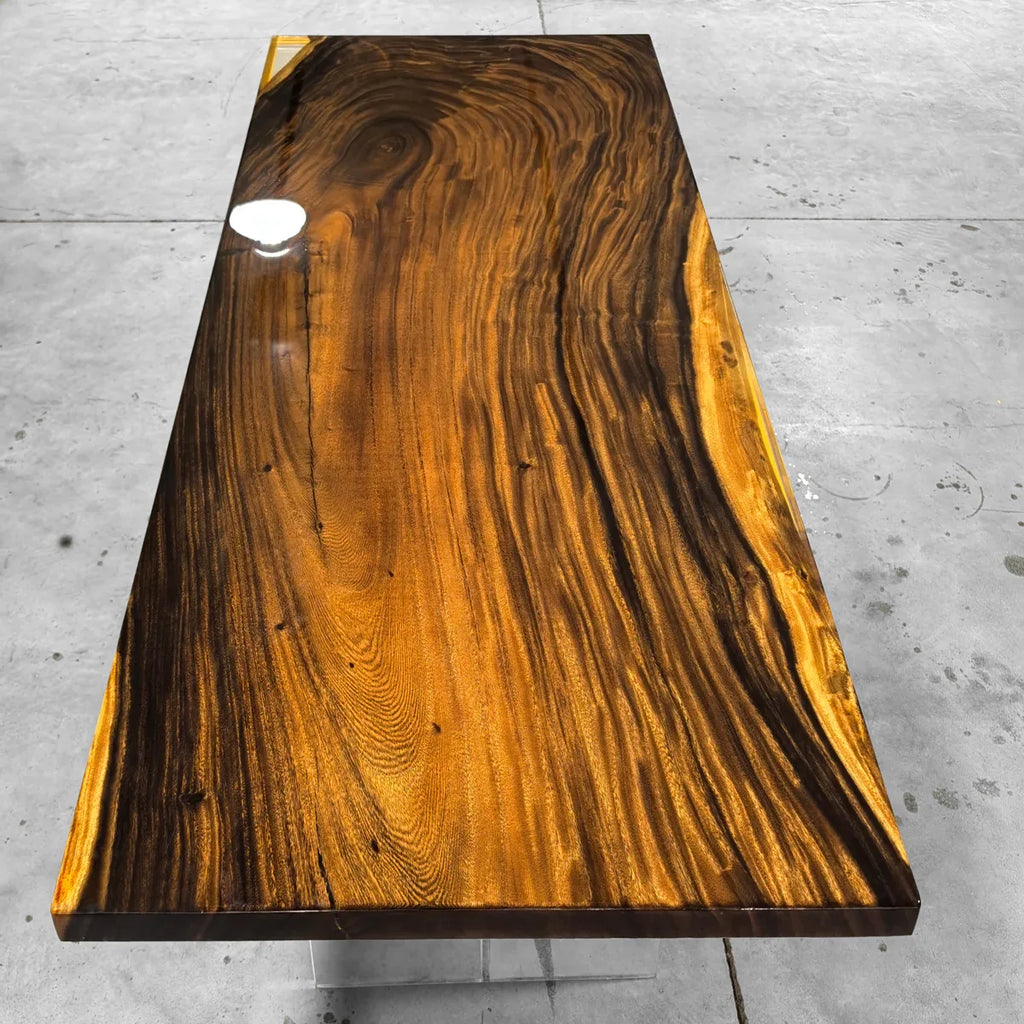 One piece natural wood with clear epoxy dining table for 6-8 people - MOOKA FURNITURE
