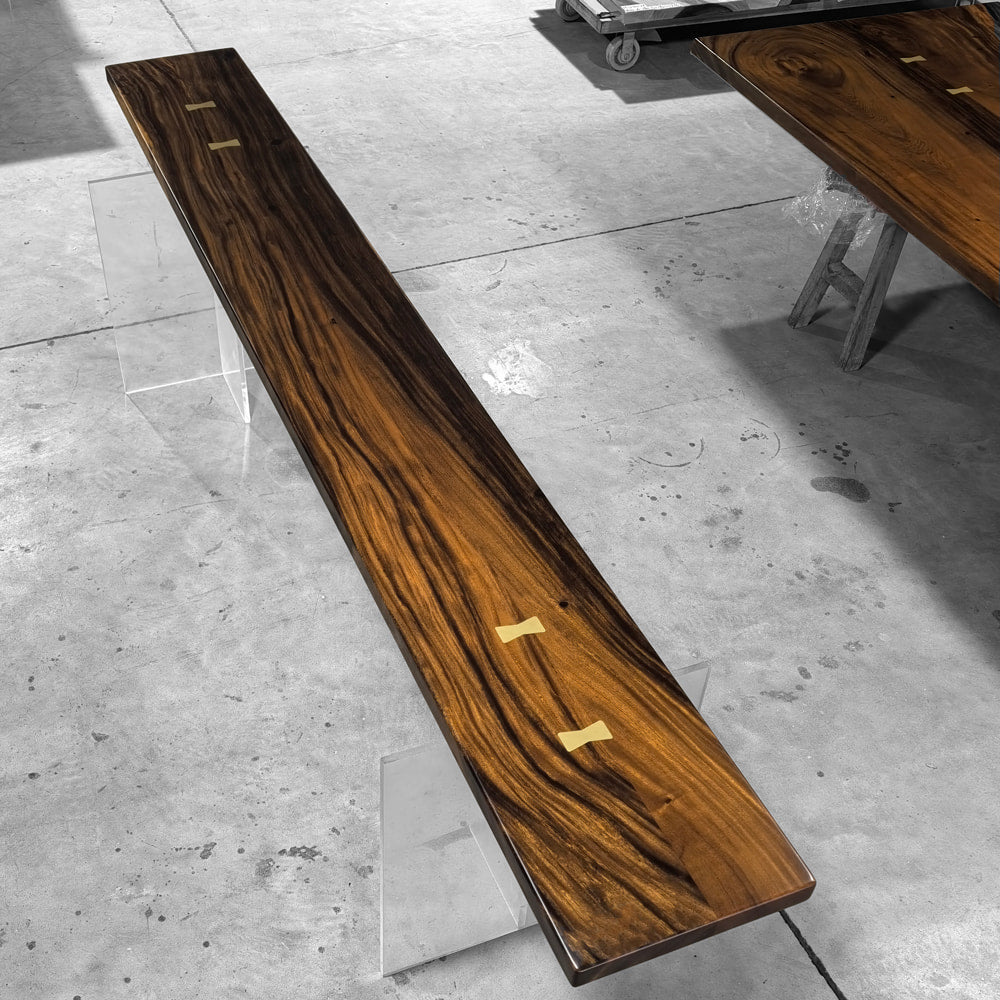 120 inch solid natural wood dining table with bench for 10-12 people