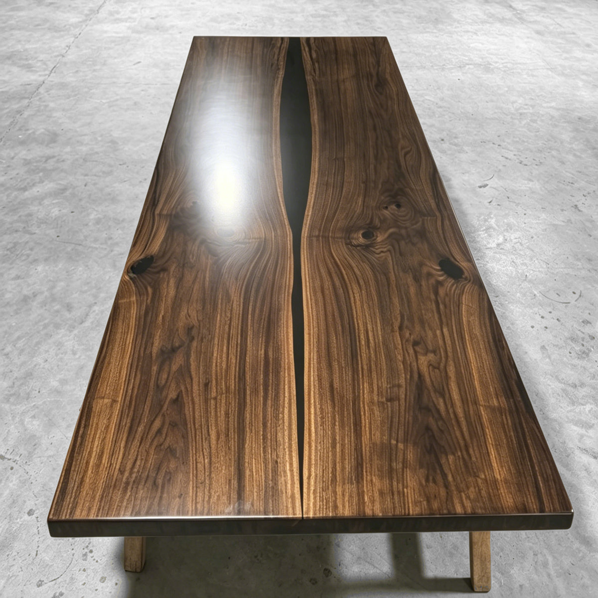 120inch book-match black walnut wood dining table for 10 people