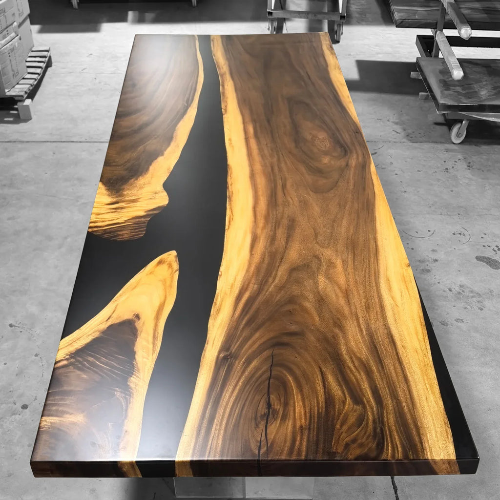 Large size 10feet Luxury live edge wood black epoxy river dining table for 12 people - MOOKA FURNITURE