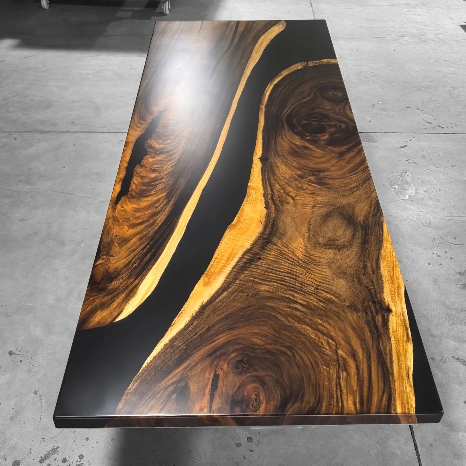Unique stylish black epoxy wood dining table for 8-10 people - MOOKA FURNITURE