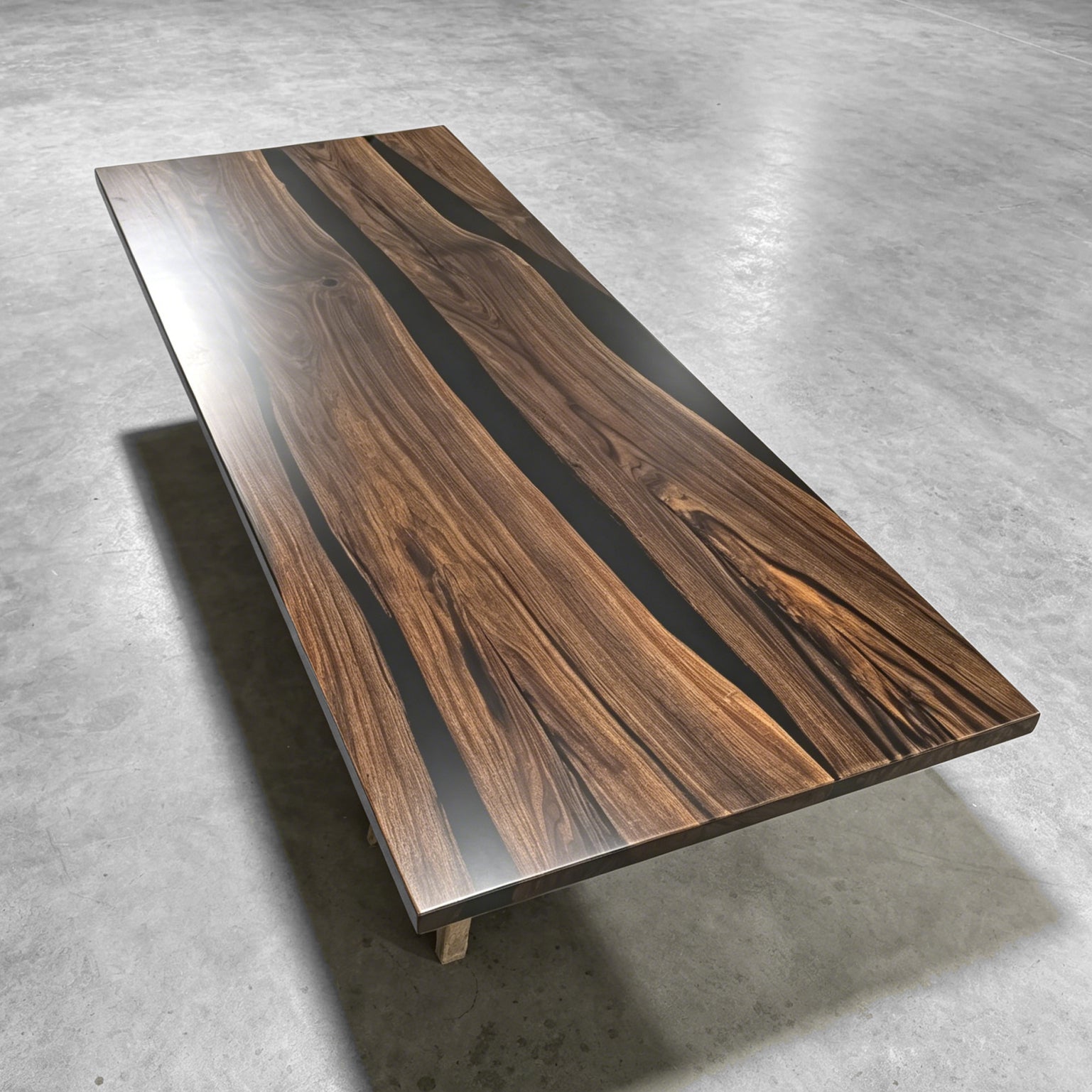 10feet Meeting table in black walnut solid wood slab conference table for 10 seats