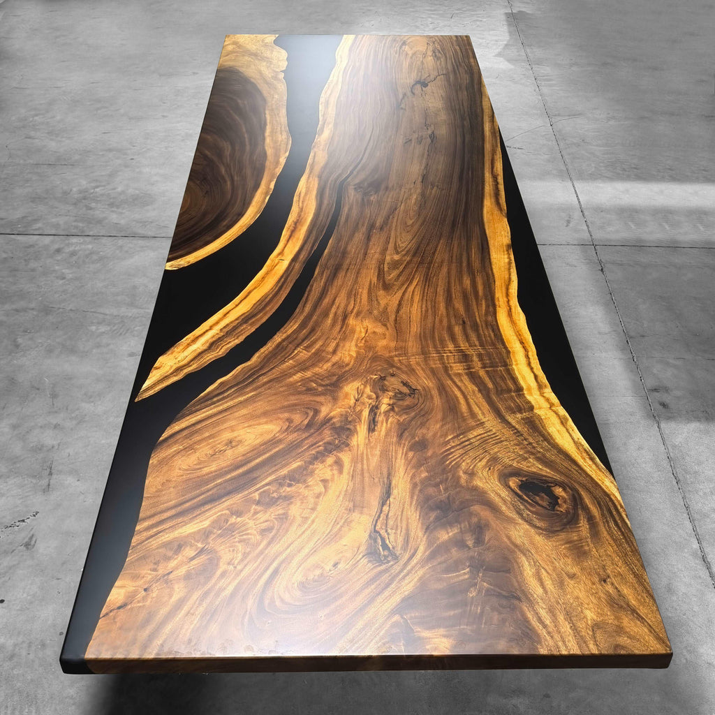 Massive table in 12 ft for 14 person solid wood river epoxy conference table custom made - MOOKA FURNITURE