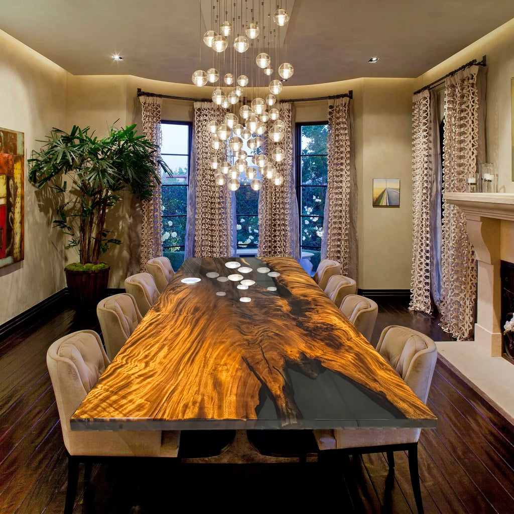 Luxury one piece wood dining room table for 8-10 person luxurious homes - MOOKA FURNITURE