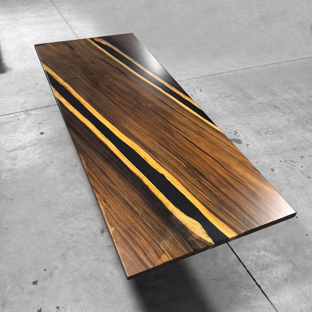 10ft office meeting table made of organic wood and black resin for conference table 10-12 people - MOOKA FURNITURE