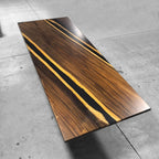 10ft office meeting table made of organic wood and black resin for conference table 10-12 people - MOOKA FURNITURE