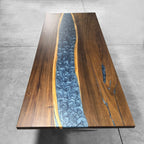 Metallic ocean blue resin river table 10-12 person dining table - MOOKA FURNITURE