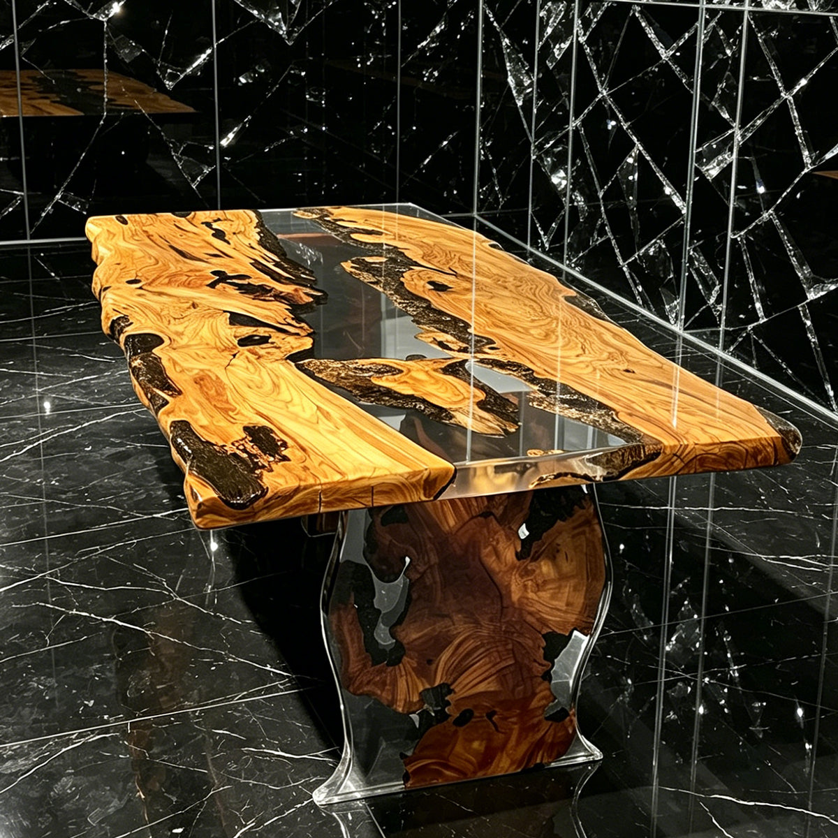 Luxury Italian olive wood river table heirloom table dining table for 6-8 seats
