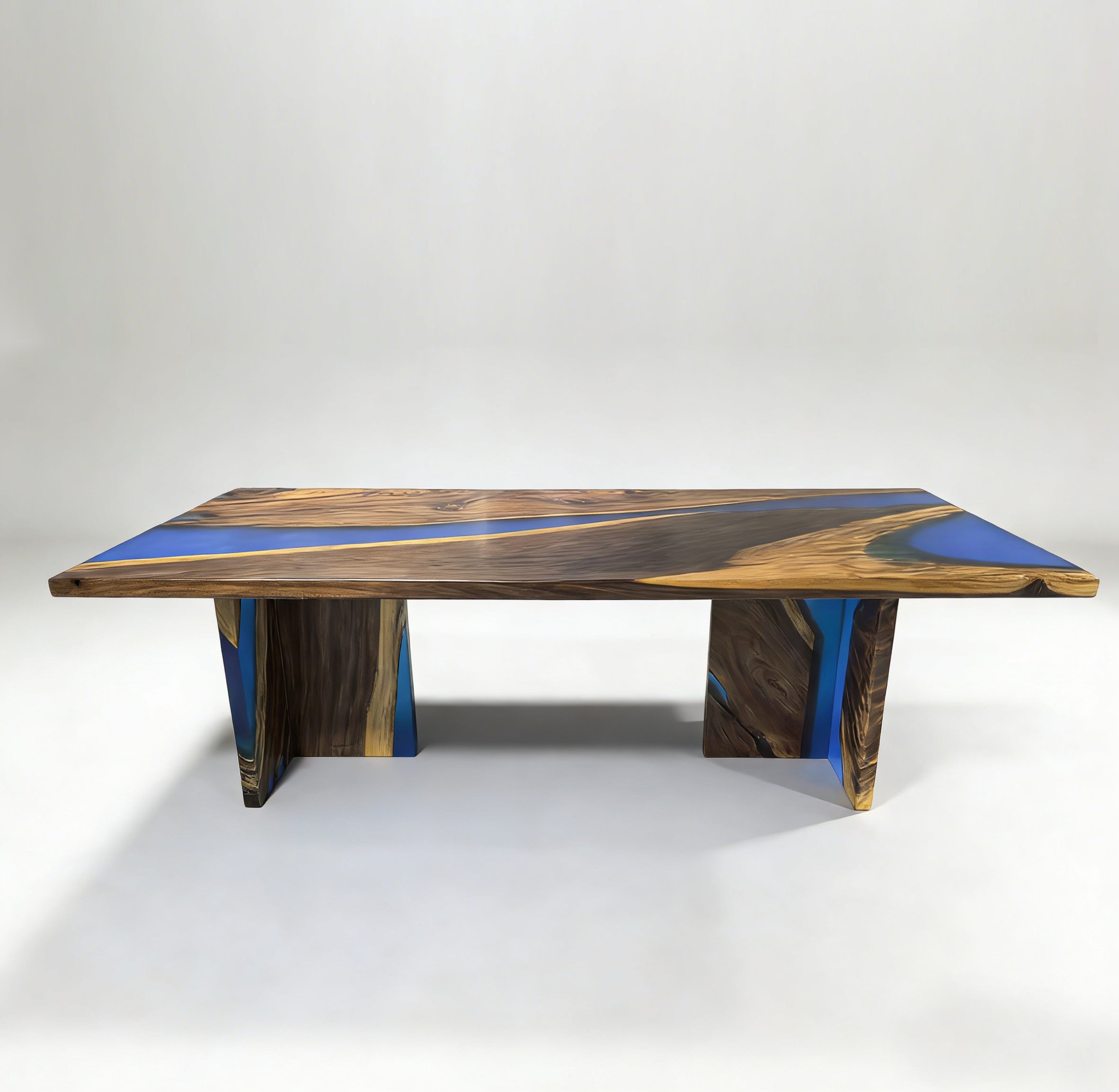 Custom made T base 28" height matching to Parota walnut wood table top for 8-10 people