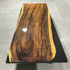 12ft one piece single solid wood table  Black epoxy glossy conference table for 12 seats