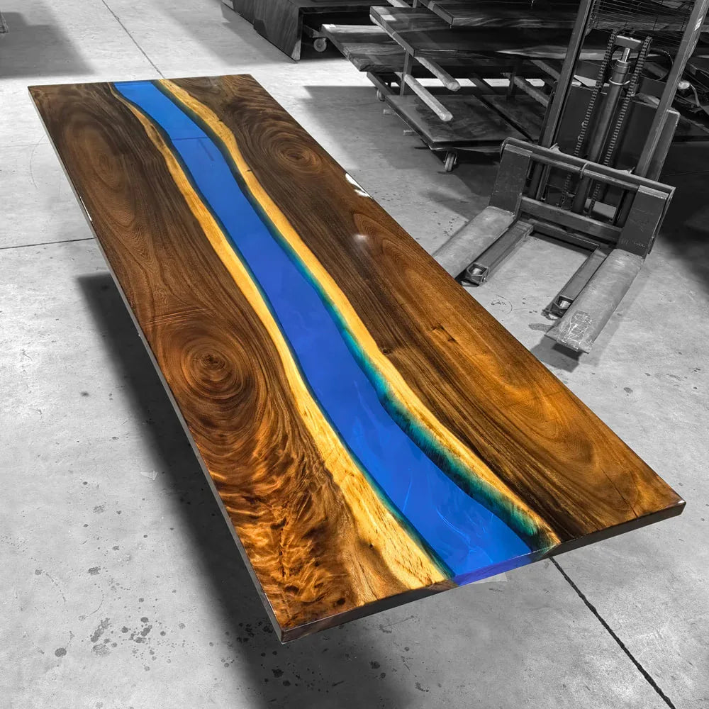 11ft Long river table for 12 people big dining room custom made wood bespoke table - MOOKA FURNITURE