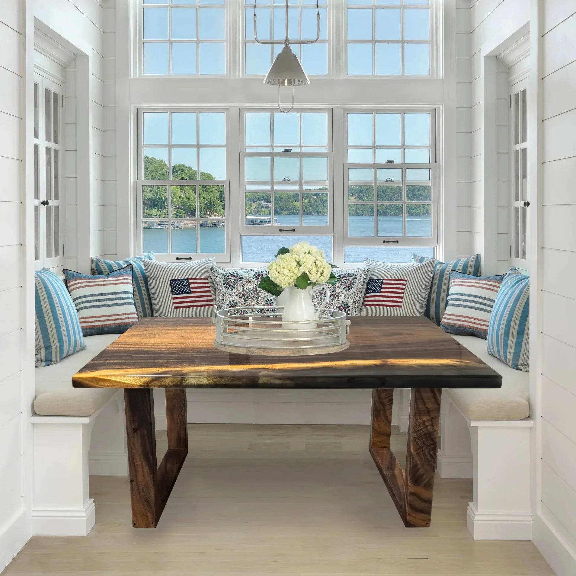 Luxury stylish wood resin river table breakfast table dining nook table with legs - MOOKA FURNITURE