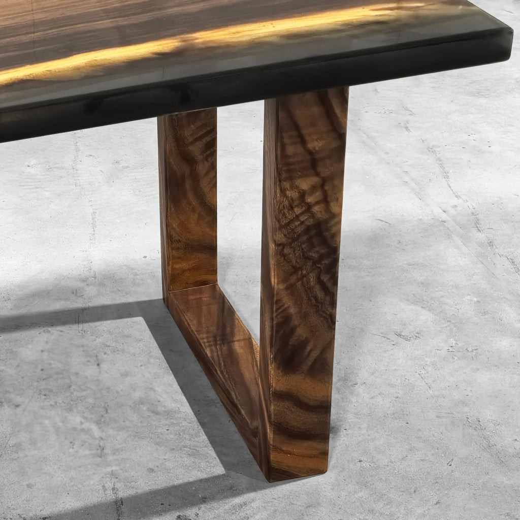 Luxury stylish wood resin river table breakfast table dining nook table with legs - MOOKA FURNITURE