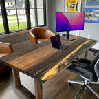 Luxury wood epoxy river table computer desk with wood legs home office desk - MOOKA FURNITURE