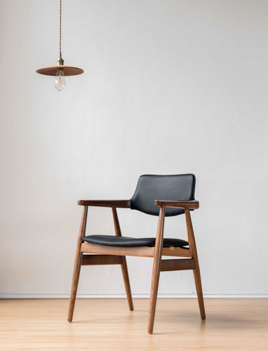 Ash wood navy PU leather dining chair FOR Bull Mitchell - MOOKA FURNITURE