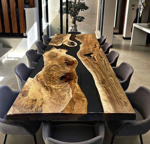 Impressive Europ black walnut river table stylish dining table luxury free shipping - MOOKAFURNITURE