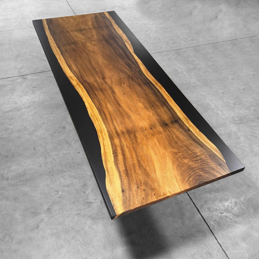 One-piece natural wood single piece slab dining table for 10 seater - MOOKA FURNITURE