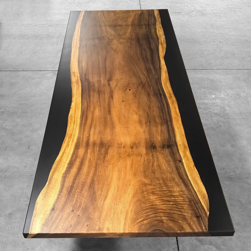 One-piece natural wood single piece slab dining table for 10 seater - MOOKA FURNITURE