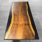 One-piece natural wood single piece slab dining table for 10 seater - MOOKA FURNITURE