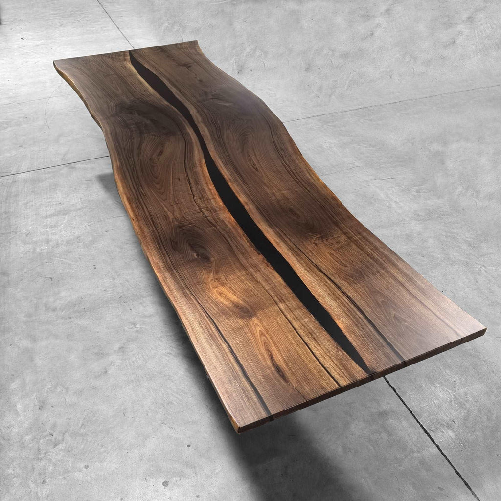 Large size live edge black walnut wood dining table for 14 people custom made table 12ft long - MOOKA FURNITURE